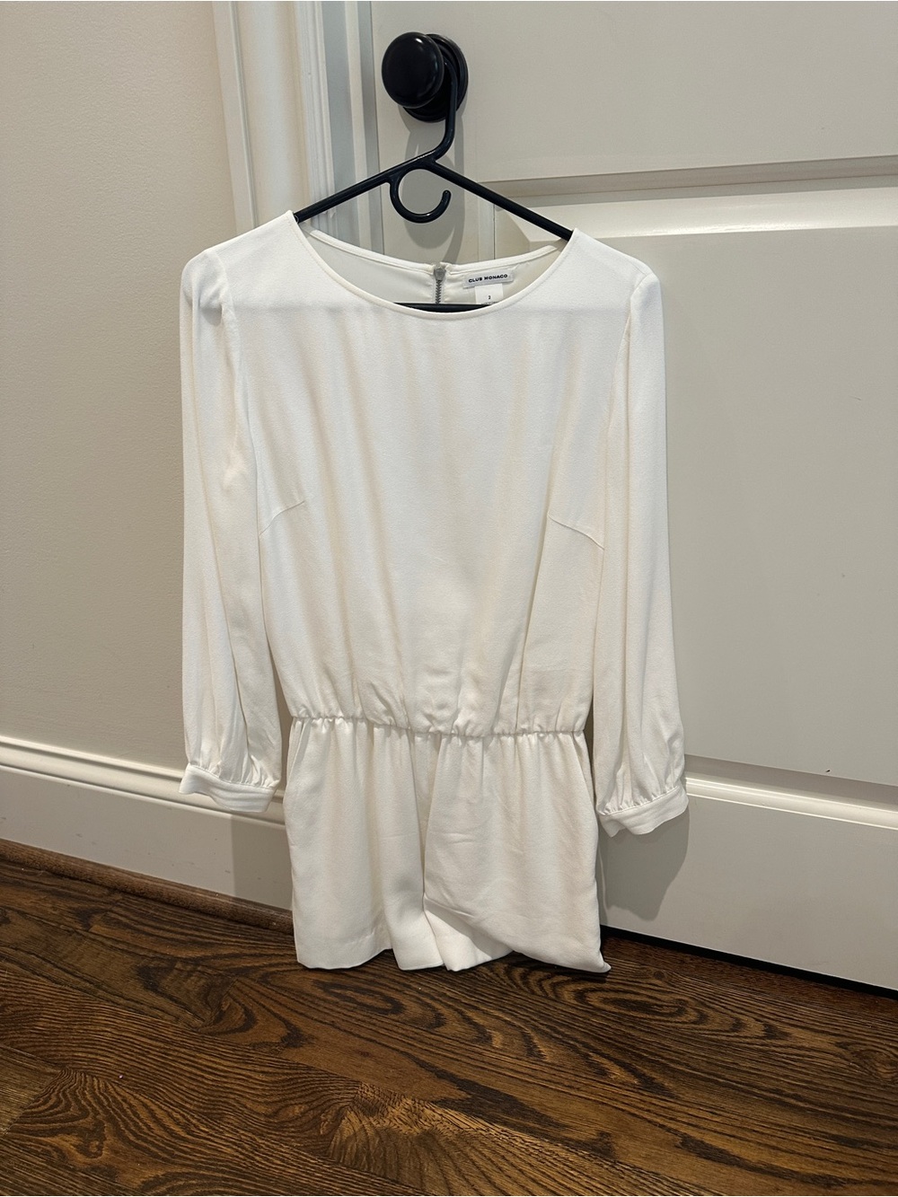 Club Monaco White Long-Sleeve Peplum romper